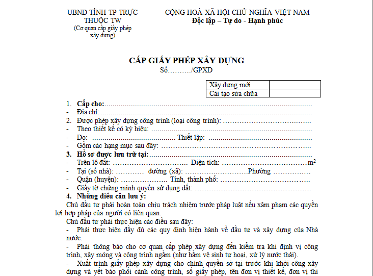 Tư vấn về hồ sơ xin cấp giấy phép xây dựng